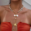 18K Gold-Plated Ocean Theme Necklace with Starfish Pendant - Store 42