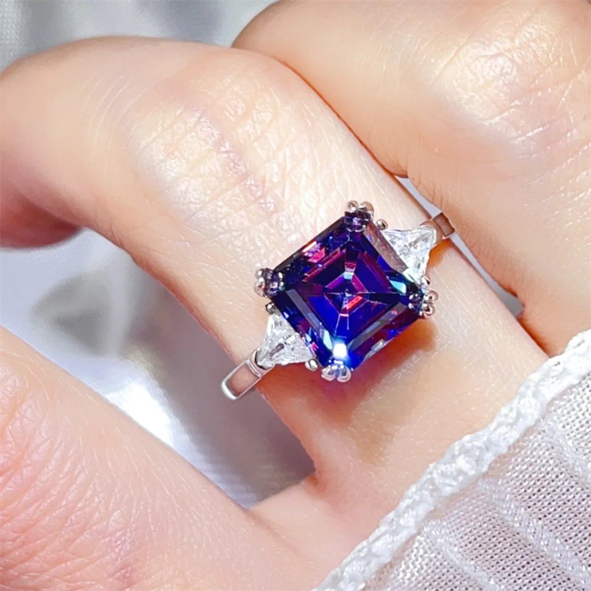 3 Carat Moissanite Ring in 925 Sterling Silver with Platinum-Plated Finish, Includes Certificate