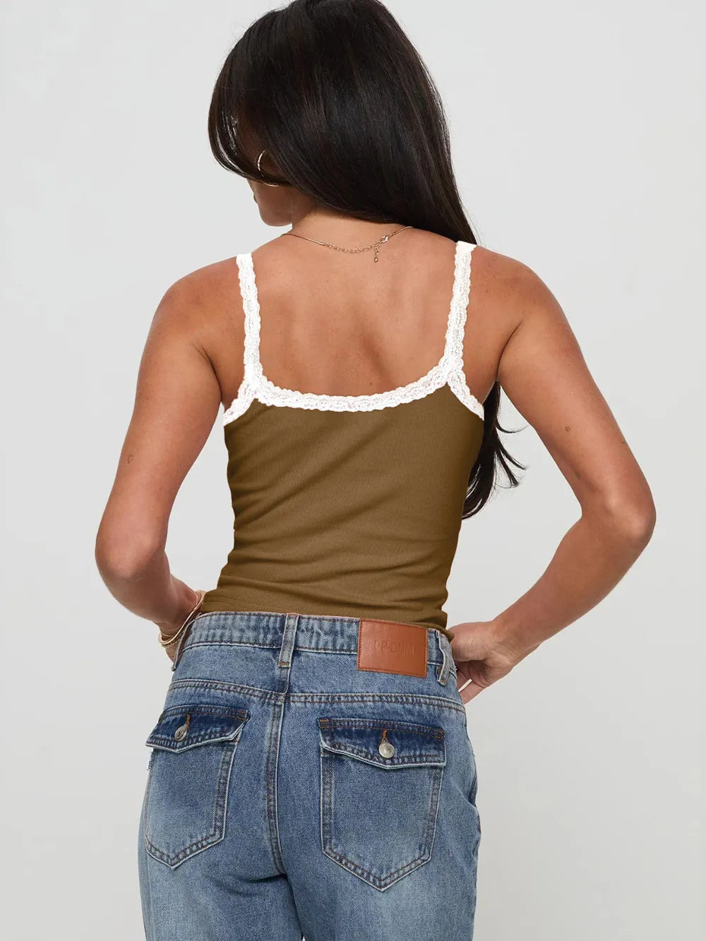 Lace Detail Cropped Cami Top - Opaque, Slightly Stretchy, 95% Polyester, Perfect for Layering