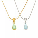 Elegant Stainless Steel Teardrop Necklace - 18K Gold-Plated & Platinum-Plated Design - Store 42