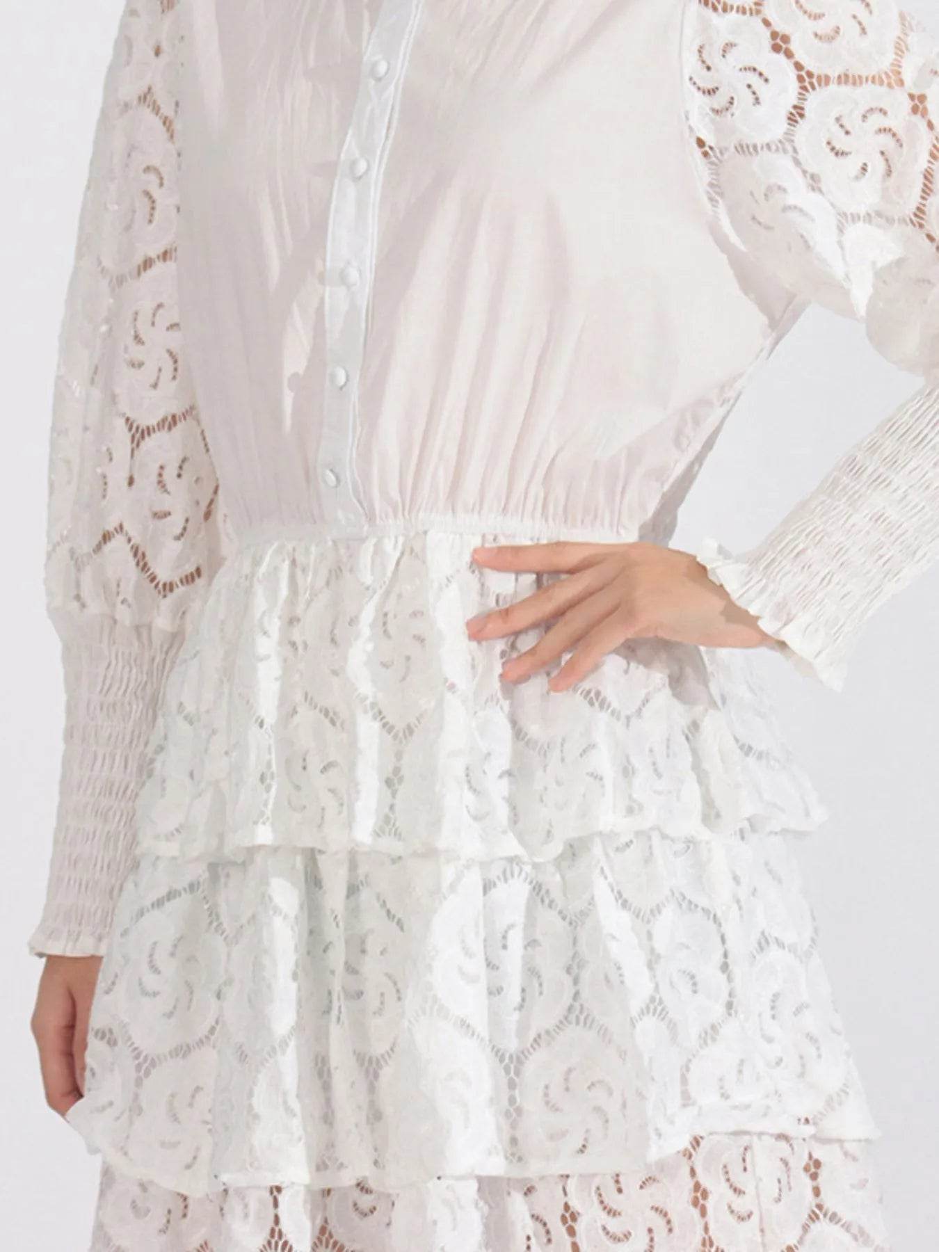 Full Size Lace Layered Long Sleeve Dress Plus Size
