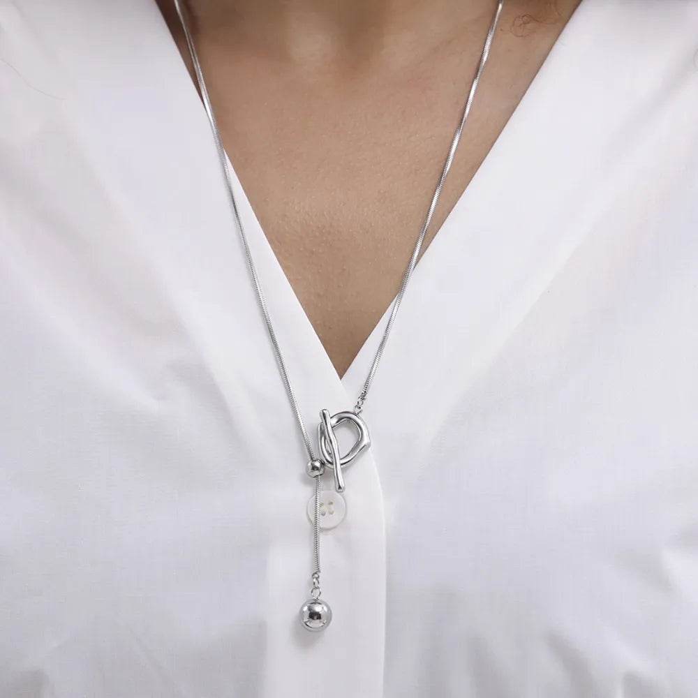 Elegant 18K Gold-Plated Stainless Steel Bead Necklace, 26.1-Inch Chain Length - Store 42
