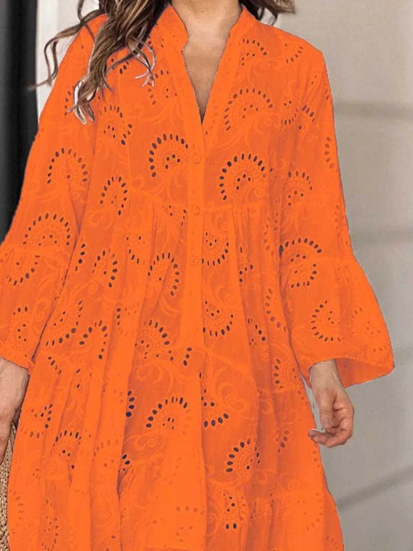 Full Size Eyelet Ruffled Hem Tiered Dress Plus Size - Store 42