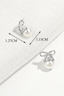 925 Sterling Silver Pearl Bow Earrings