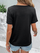 Trendsi Cutout Neckline Short Sleeve T-Shirt - Comfortable Stretchy Fit with Chic Style - Store 42