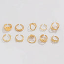 10-Piece 18K Gold-Plated Alloy Geometric Ring Set for Stylish Accessories - Store 42