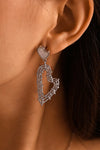 Stainless Steel Heart Earrings and Necklace Set Silver One Size
