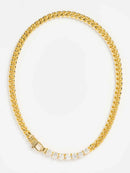 18K Gold-Plated Zircon Necklace and Bracelet Jewelry Set