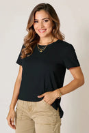 Basic Bae Full Size Round Neck Short Sleeve T-Shirt Plus Size Black