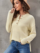 Button Detail Long Sleeve Knit Top