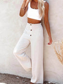 Full Size High-Waisted Textured Wide Leg Pants Plus Size - Store 42