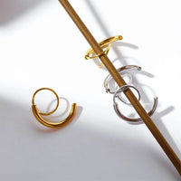 Elegant 18K Gold-Plated Stainless Steel Spiral Earrings - Lightweight Modern Design - Store 42