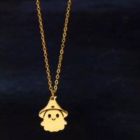 18K Gold-Plated Halloween Ghost Pendant Necklace in Titanium Steel - Spooky & Stylish Jewelry - Store 42