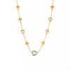 18K Gold-Plated Heart Necklace with Glass Stone Light Blue One Size