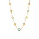 18K Gold-Plated Heart Necklace with Glass Stone Light Blue One Size