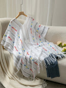 Openwork Fringe Open Front Knit Cape