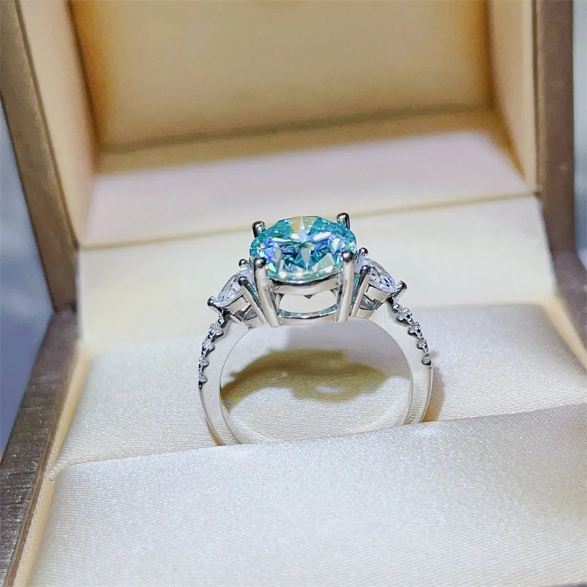 5 Carat Moissanite Engagement Ring in 925 Sterling Silver with Certificate & Warranty
