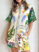 Full Size Printed Short Sleeve Top and Shorts Set Plus Size - Store 42