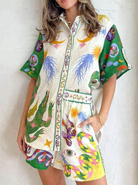 Full Size Printed Short Sleeve Top and Shorts Set Plus Size - Store 42