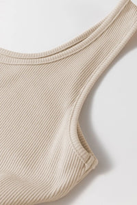 Scoop Neck Ribbed Bodice Sleeveless Midi Tank Dress
