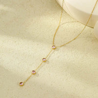 18K Gold-Plated Stainless Steel Zircon Y-Drop Necklace - Store 42