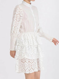 Full Size Lace Layered Long Sleeve Dress Plus Size - Store 42