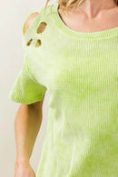 BiBi Laser Cut Mineral Washed Loose Fit Thermal Top - Store 42