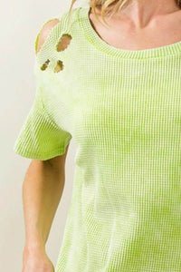 BiBi Laser Cut Mineral Washed Loose Fit Thermal Top - Store 42