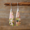 Geometrical Shape Dangle Earrings Pink Silver One Size