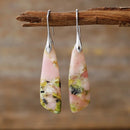 Geometrical Shape Dangle Earrings Pink Silver One Size