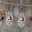 Witch Wooden Dangle Earrings Black One Size
