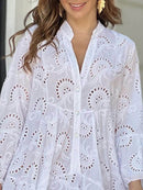 Full Size Eyelet Ruffled Hem Tiered Dress Plus Size - Store 42