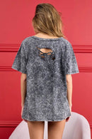 BiBi 4th Of July Theme Mineral Washed Laser Cut Top - Store 42