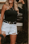 Fringed One-Shoulder Bodysuit - Store 42
