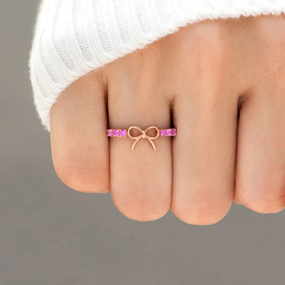 Chic 925 Sterling Silver Bow Ring with 18K Rose Gold Plating - Elegant Jewelry Piece