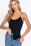 ACTIVE BASIC Ribbed Round Neck Seamless Cami Bodysuit - Store 42