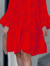 Full Size Eyelet Ruffled Hem Tiered Dress Plus Size - Store 42
