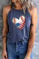 American Flag Heart Graphic Sleeveless Casual Tank Top – Perfect for Summer Celebrations - Store 42