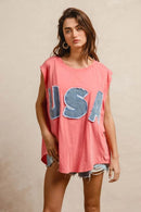 BiBi Washed Jersey With Usa Patched Raw Cut Edge Detail - Store 42