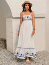 Printed Square Neck Maxi Cami Dress White