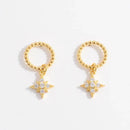Elegant 925 Sterling Silver Zircon Dangle Earrings - 18K Gold-Plated Beauty - Store 42