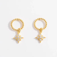 Elegant 925 Sterling Silver Zircon Dangle Earrings - 18K Gold-Plated Beauty - Store 42