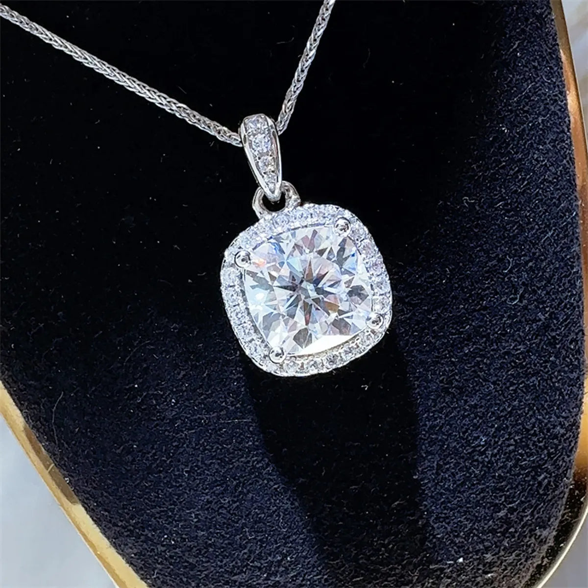 5 Carat Moissanite Necklace in 925 Sterling Silver with Certification and Warranty