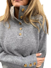 Full Size Button-Detail Turtleneck Sweater Plus Size - Store 42