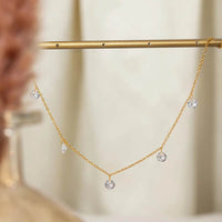 18K Gold-Plated Stainless Steel Rhinestone Charm Necklace with Extension Chain - Store 42