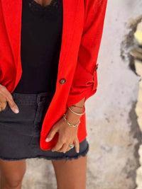 Full Size Lapel Collar Long Sleeve Blazer Plus Size - Store 42