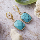 18K Gold-Plated Copper Dangle Earrings with Natural Stone - Elegant Boho Jewelry - Store 42