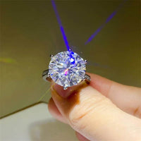 10 Carat Moissanite Ring in 925 Sterling Silver - Platinum-Plated Jewelry with Certificate - Store 42