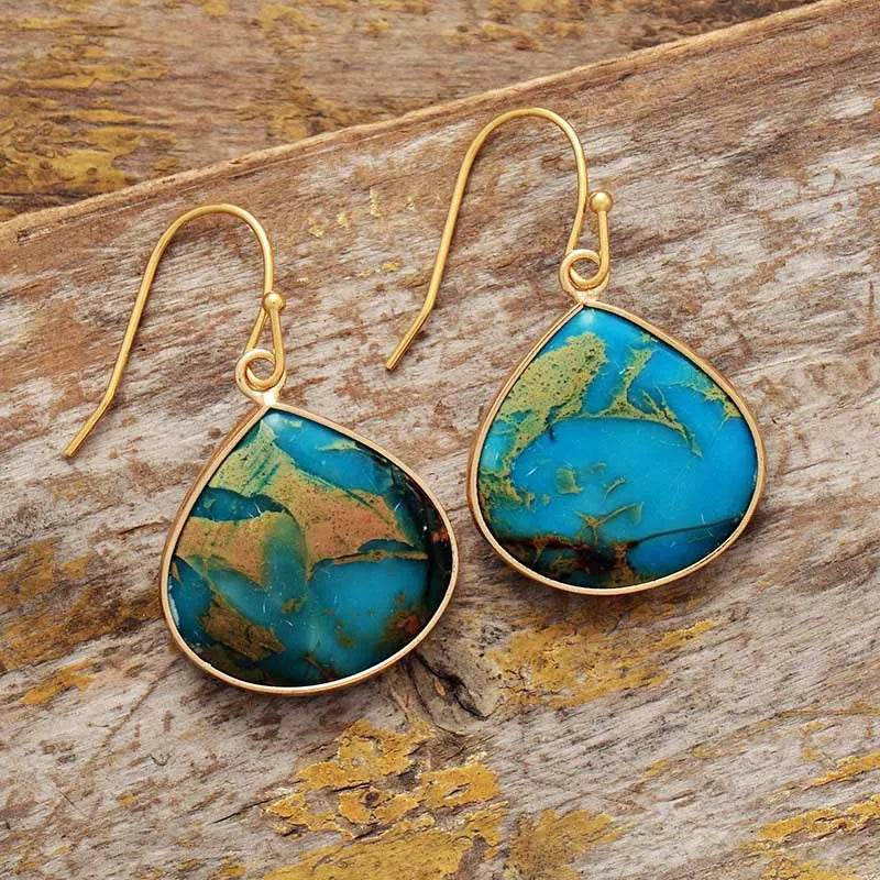 Elegant 18K Gold-Plated Natural Stone Earrings for Stylish Everyday Wear - Store 42