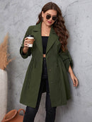Honey Plus Size Lapel Collar Roll-Tab Sleeve Trench Coat - Store 42